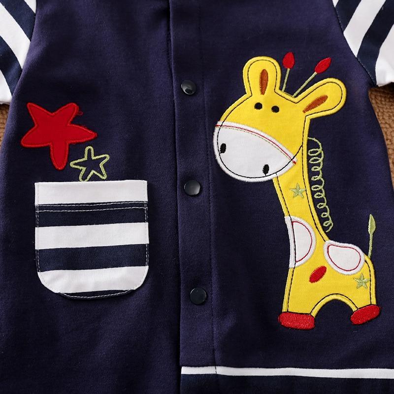 Baby Boy Long Sleeve Striped Romper with Cute Giraffe Design