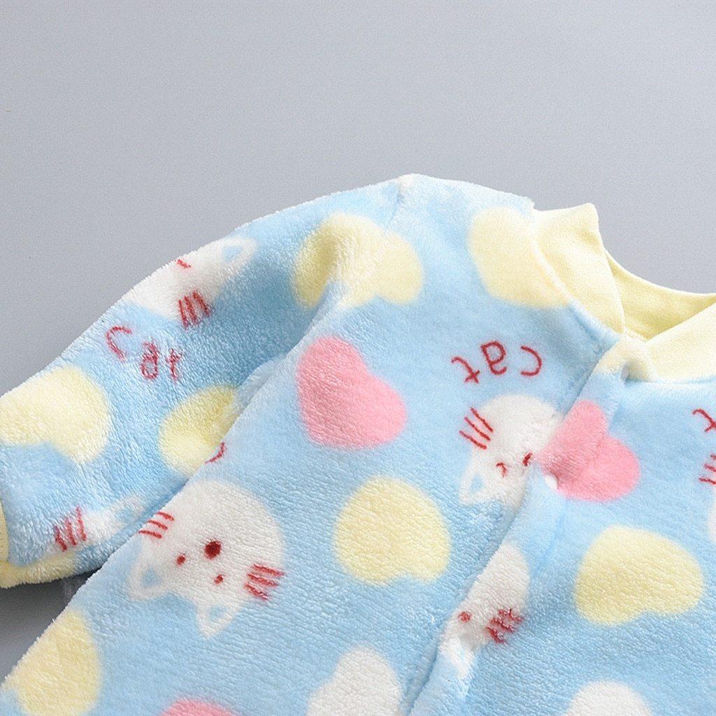 Infant Cartoon Animal Fleece Romper - Warm Plush Jumpsuit