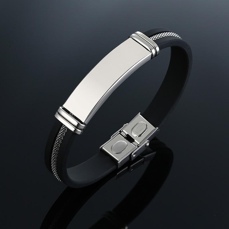 Men's Stainless Steel Rudder Bracelet with Silicone Mesh Link