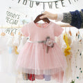 Toddler Girls Cotton Tutu Dress in Pink and White Princess Style