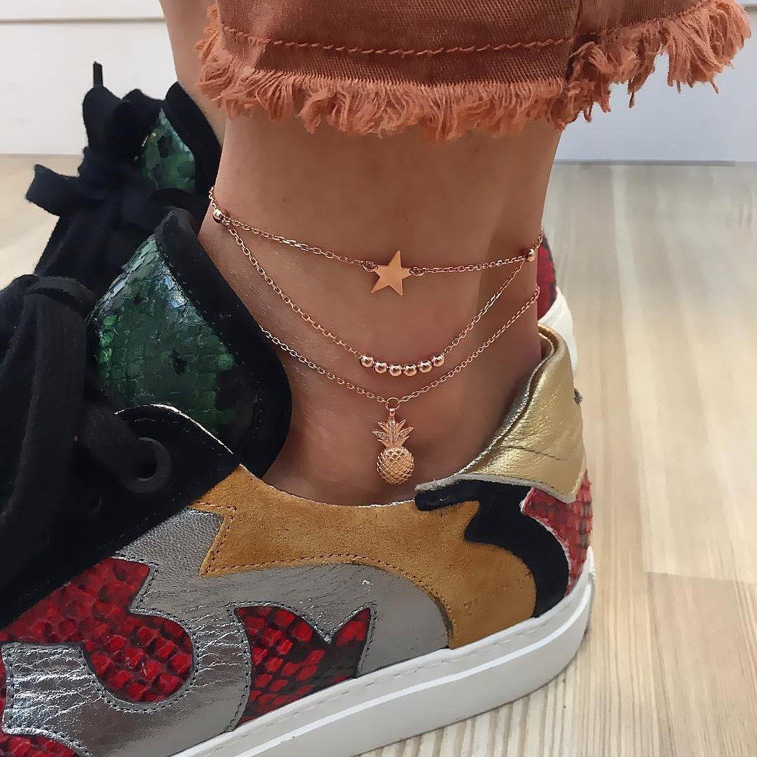 Gold Bohemian Shell and Starfish Anklet for Women Summer Beach