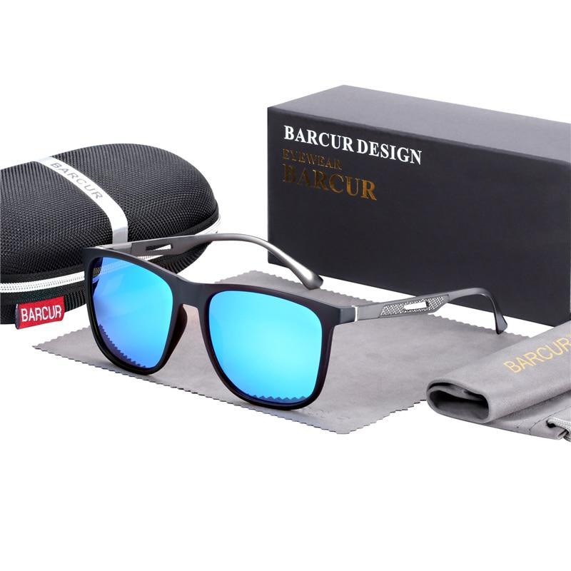 Polarized Square Titanium Sunglasses with Mirror Gradient Lens