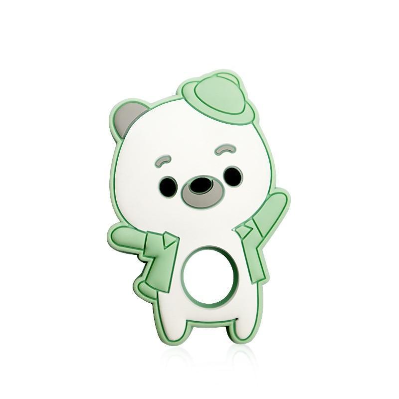 Silicone Bear Baby Teether and Pacifier Clip Set for Teething Relief