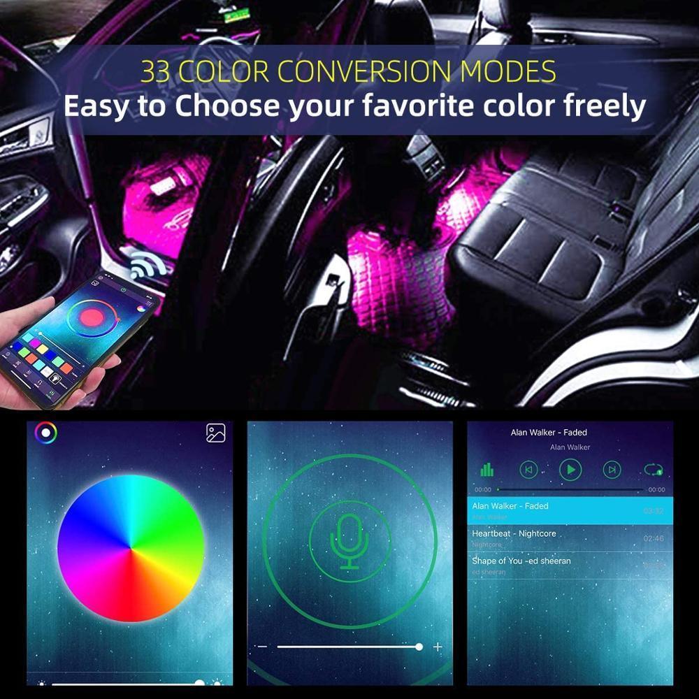 RGB LED Car Strip Lights with App Control & Music Sync Waterproof