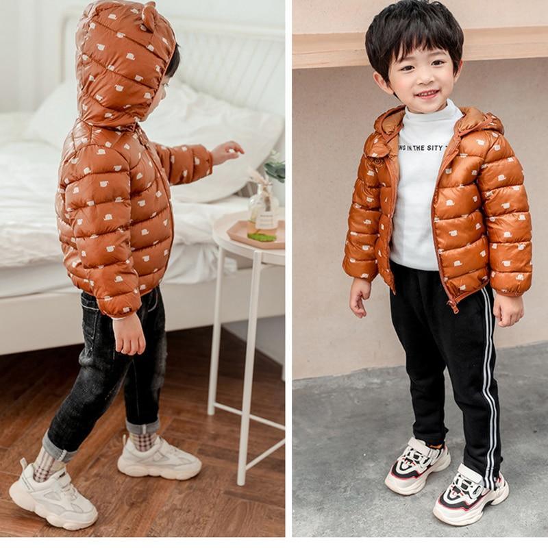 Warm Hooded Animal Print Winter Jacket for Kids