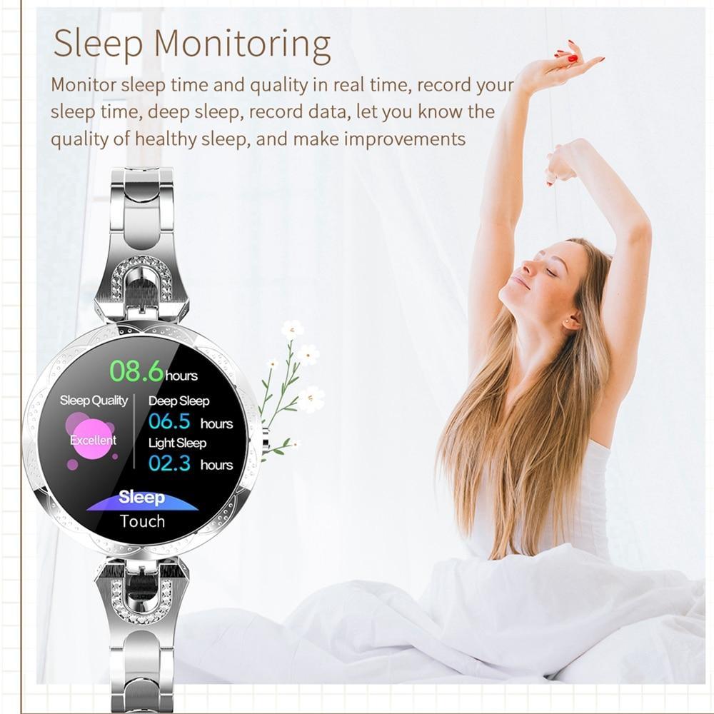 Women's Rose-Gold Waterproof Smart Watch with HD Touch Display