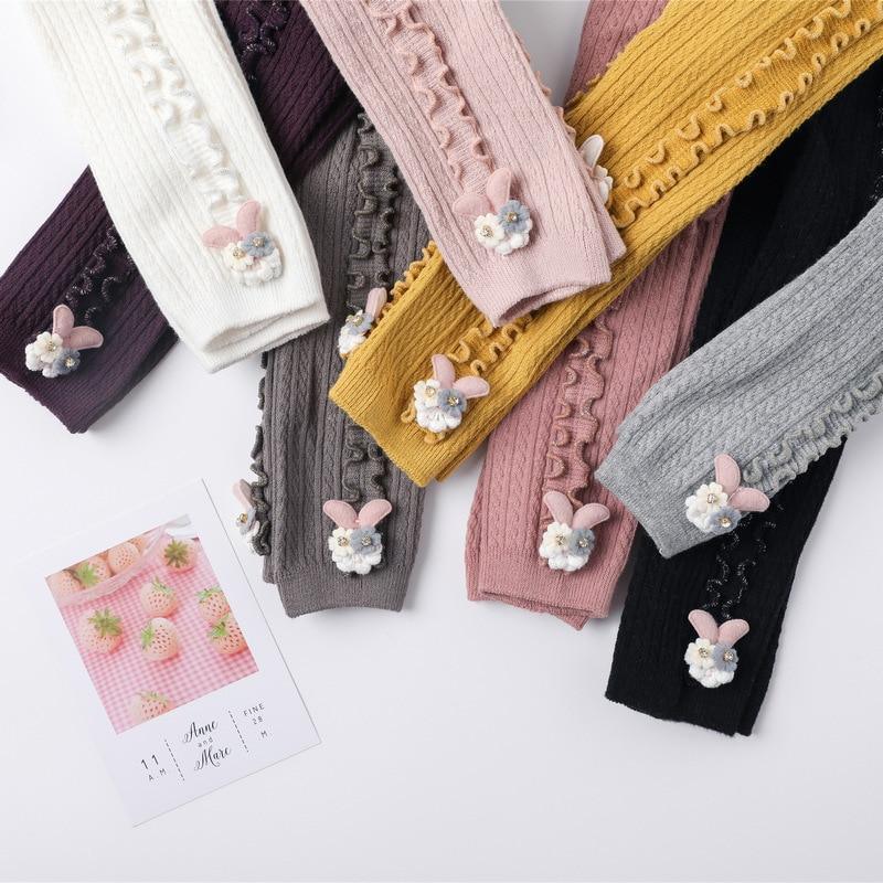 Baby Girls Cute Rabbit Knit Leggings - Soft Skinny Trousers