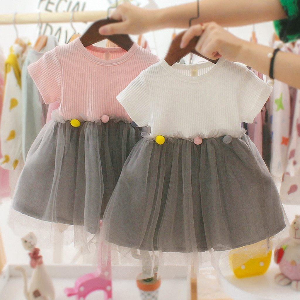 Toddler Girls Patchwork Tulle Princess Dress Casual Knit Playwear