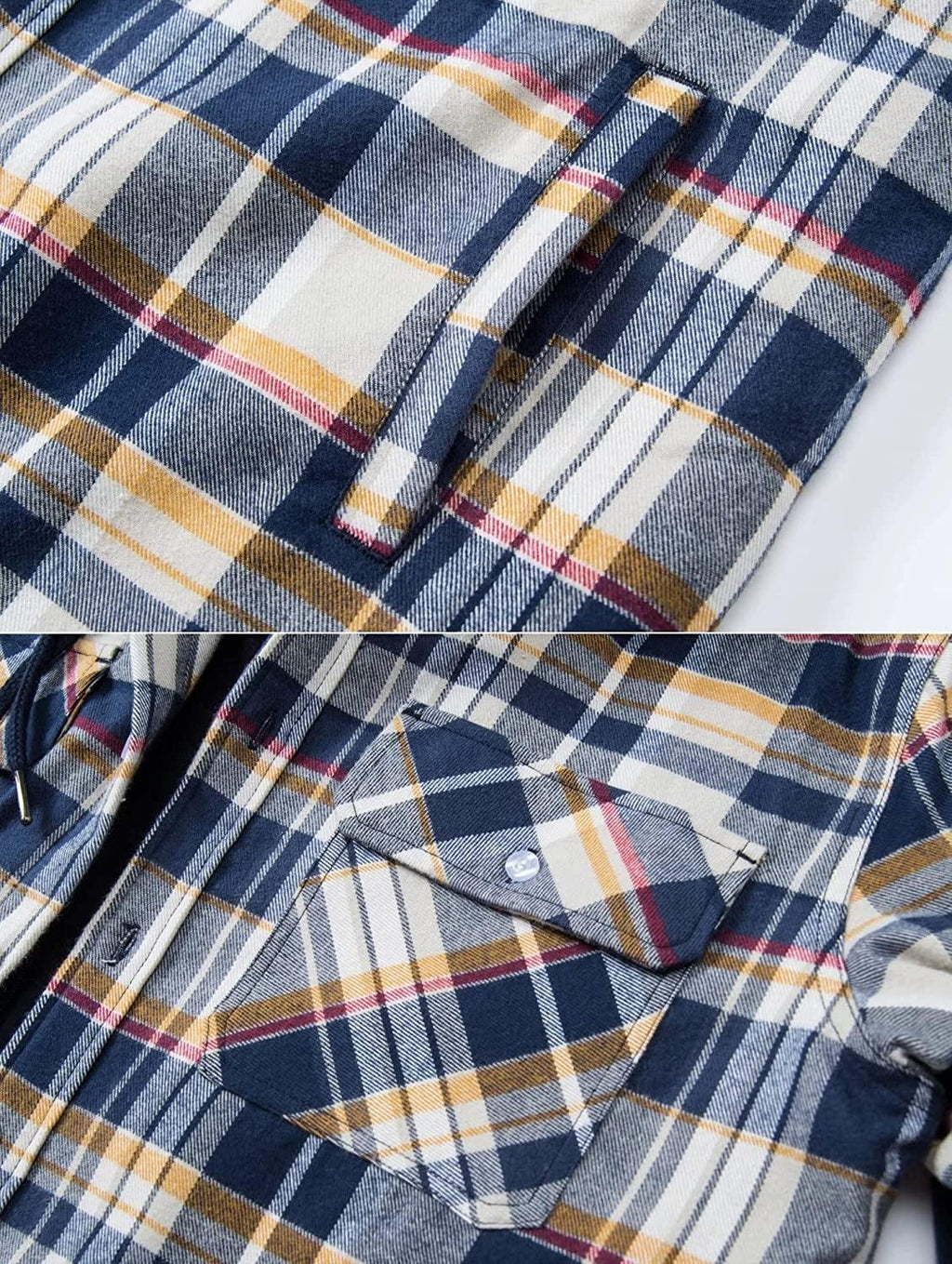 Men's Plaid Flannel Hooded Jacket Thick Warm Winter Shirt Coat
