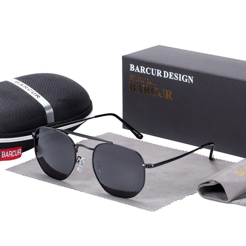 Polarized Hexagon Sunglasses with UV400 Protection - Gold & Black