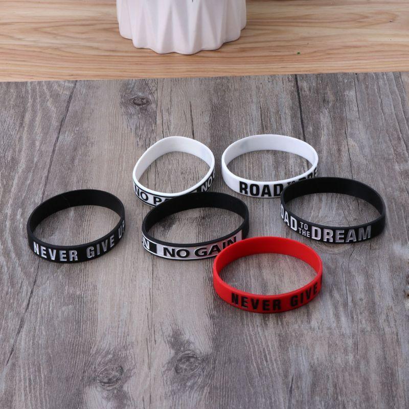 Motivational Silicone Wristband Bracelet Set - Black, White, Red