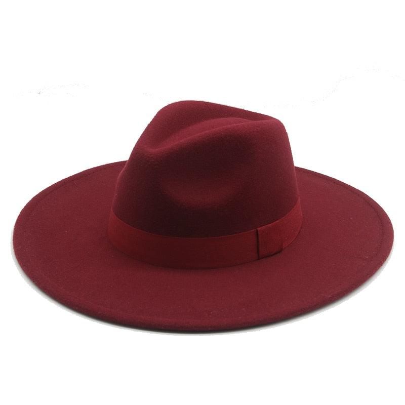 Elegant Wide Brim Fedora Hat Retro Style Dress Cap for Women
