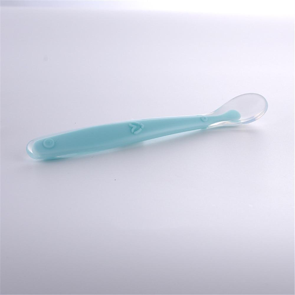 Soft Silicone Candy Color Baby Spoon for Self-Feeding Training