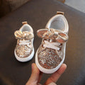 Toddler Sequin Bow Sneakers - Pink, Gold & Silver Casual Shoes