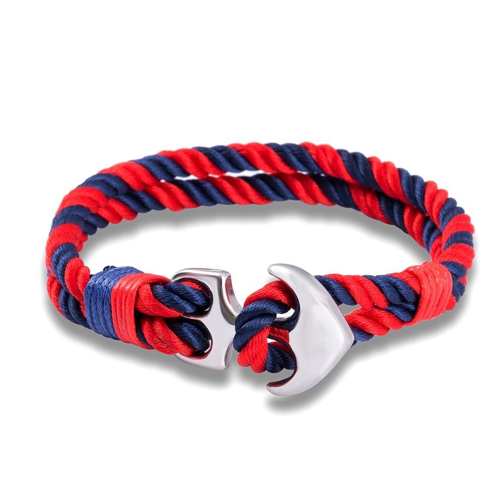 Men's Nautical Anchor Survival Paracord Bracelet in Stainless Steel