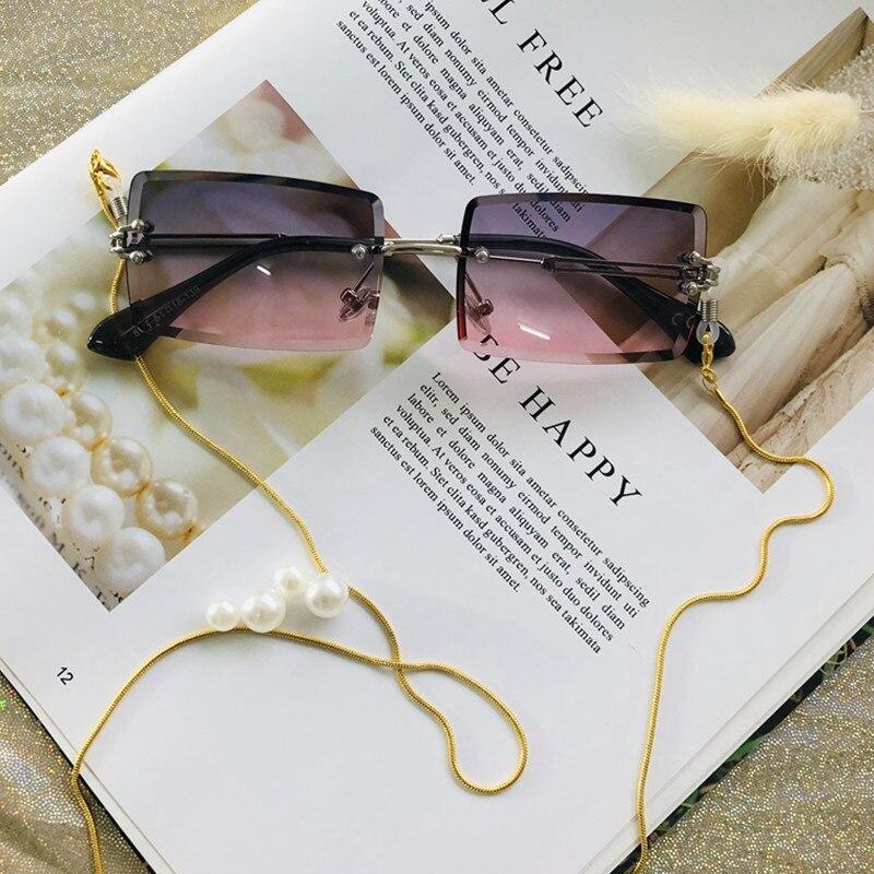 Women’s Trendy Small Rectangle Rimless Sunglasses UV400 Protection