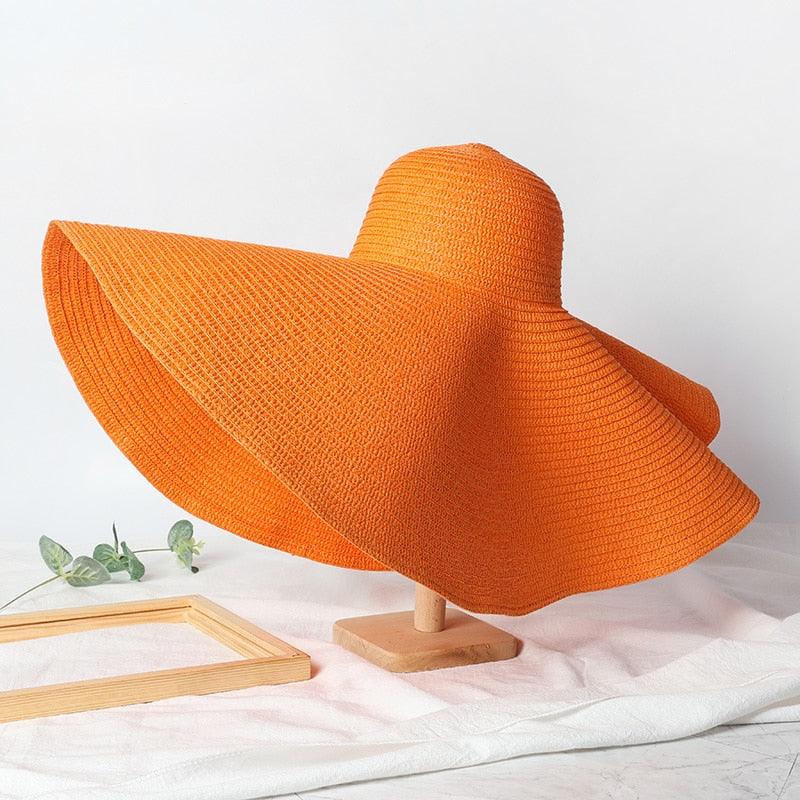 Oversized Wide Brim Straw Sun Hat – Packable UV Protection
