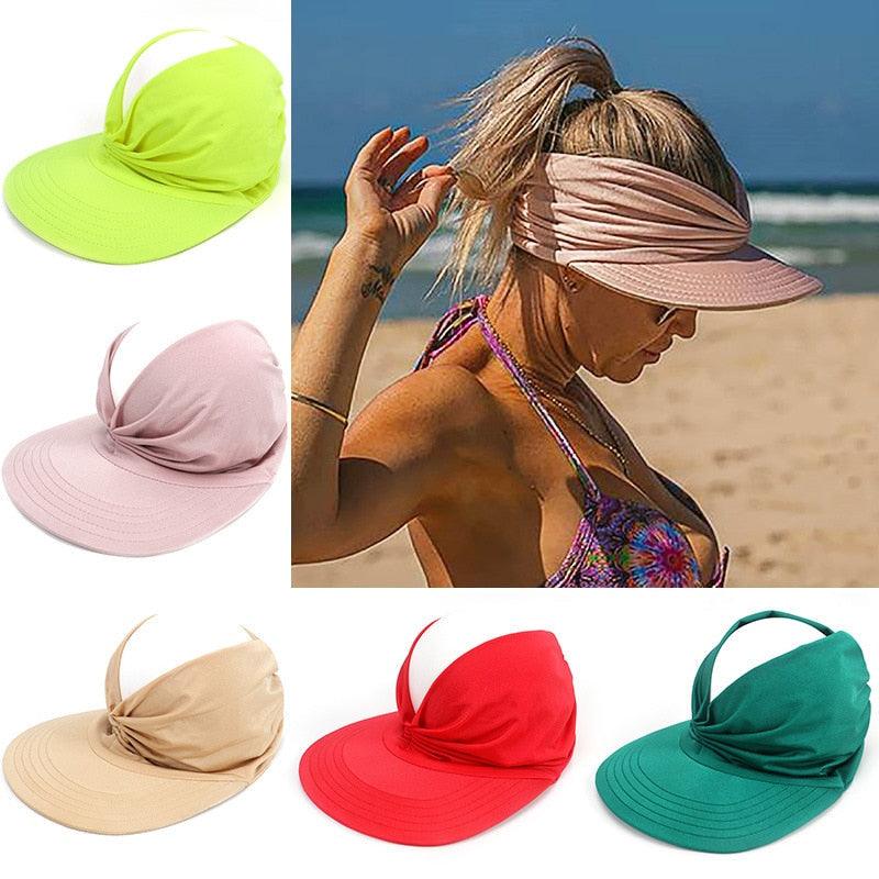 Women's Elegant Sun Visor Hat – Lightweight Packable UV Beach Hat