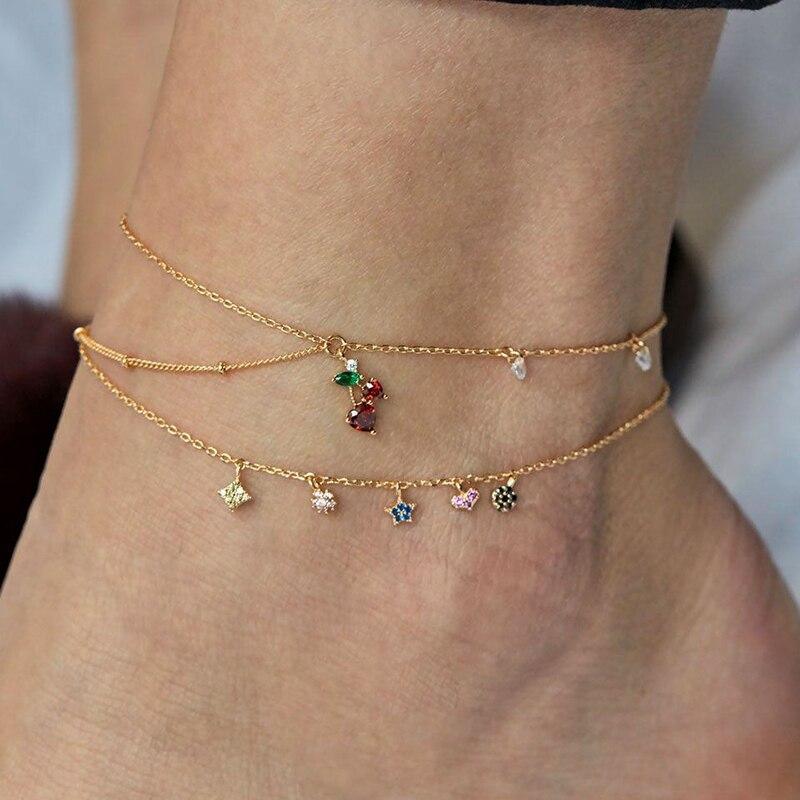 Gold Bohemian Shell and Starfish Anklet for Women Summer Beach