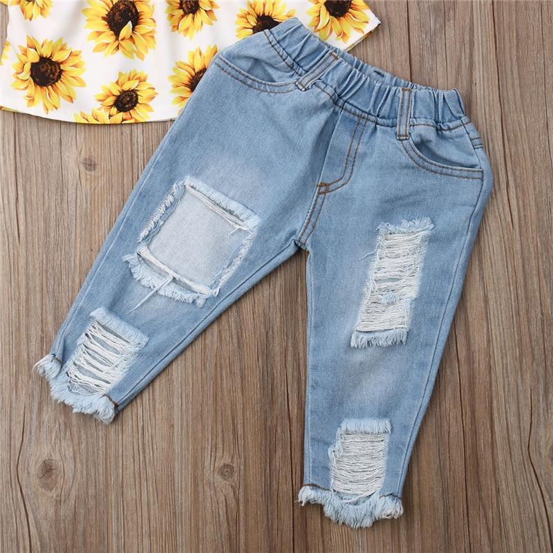 3-Piece Sunflower Baby Girl Outfit Set - Boho Casual Summer Suit