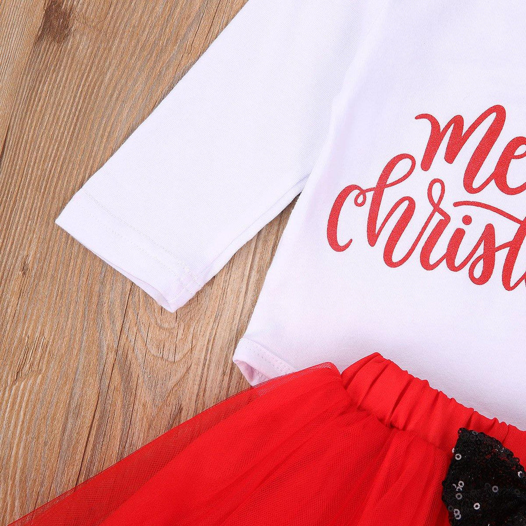 4-Piece Baby Girls Christmas Dress Set with Leg Warmers & Headband