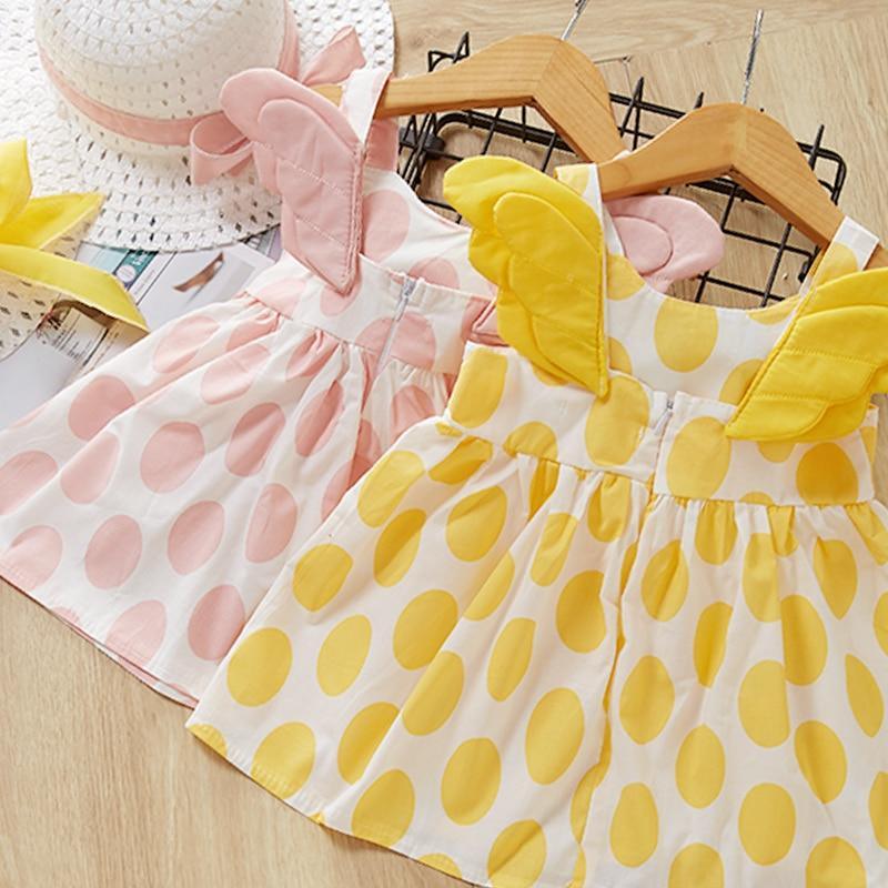 Summer Floral Sleeveless Princess Dress with Hat for Baby Girls