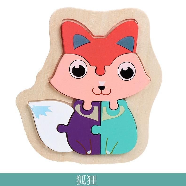 Colorful Animal Wooden Puzzle for Toddlers 2-4 Years Educational Toy