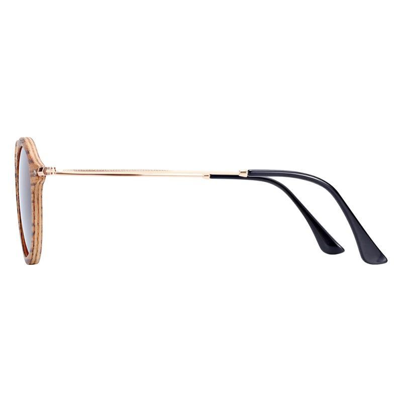 Handmade Zebra Wood Polarized Round Sunglasses with UV400