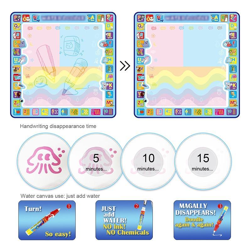 100x100cm Magic Water Drawing Mat for Kids - No Mess Art Board