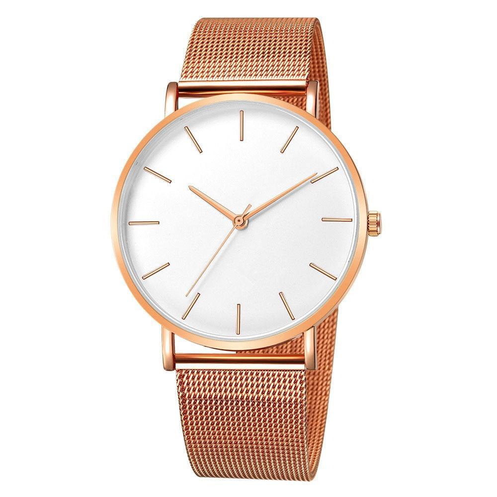 Rose Gold Floral Women’s Watch with Blush Pink Mesh Strap