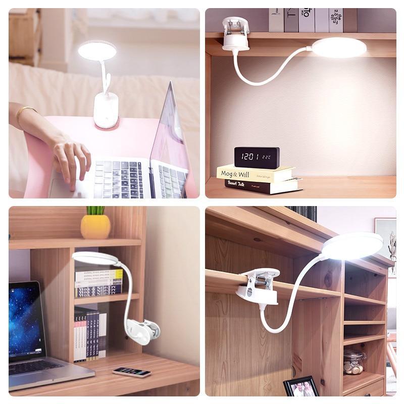 Minimalist LED Clip-On Desk Lamp with 3 Modes and 360° Flex Neck