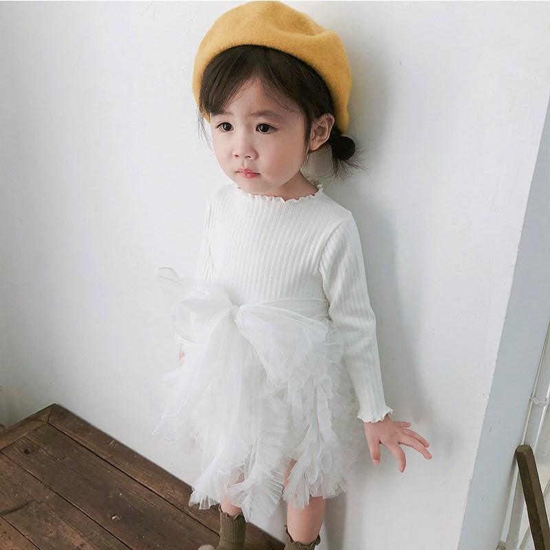Girls Winter Knit Dress Grey White Festive Long Sleeve Holiday Outfit