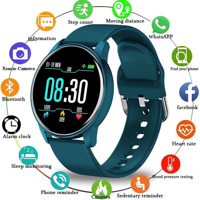 Stevvex unisex smartwatch with 1.3-inch color screen displaying fitness metrics on a black strap.