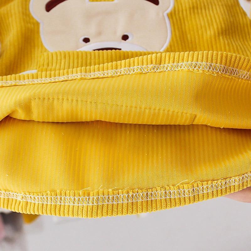 Vintage Style Baby Girls Cartoon Bear Long Sleeve Dress Shirt