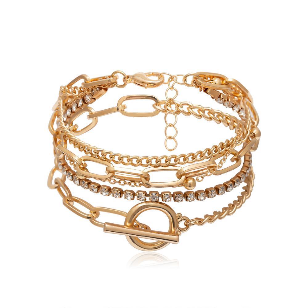 Bohemian Multi-Layer Crystal Wrap Bracelet with Adjustable Closure