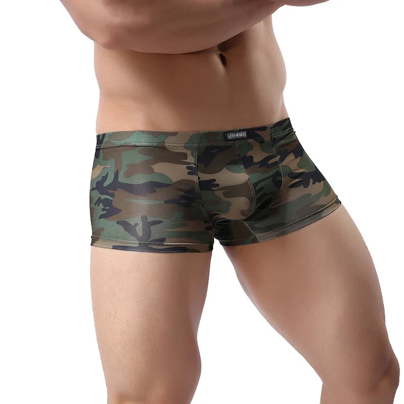 Wild Jock Camo Trunks Men's Low Rise Fitted Sporty Boxer Shorts
