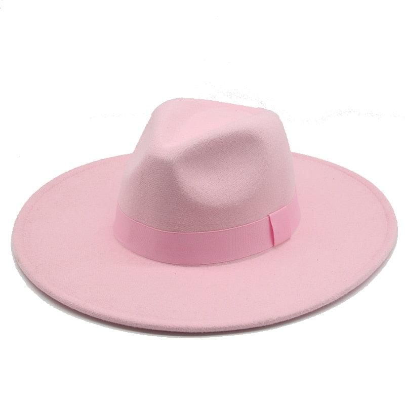 Elegant Wide Brim Fedora Hat Retro Style Dress Cap for Women