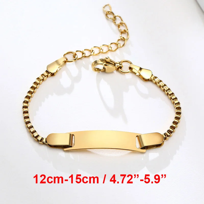 Custom Engrave Name Birth Date Bracelets,Personal Birthday Gift to Little Boy Girls , Stainless Steel Bracelet
