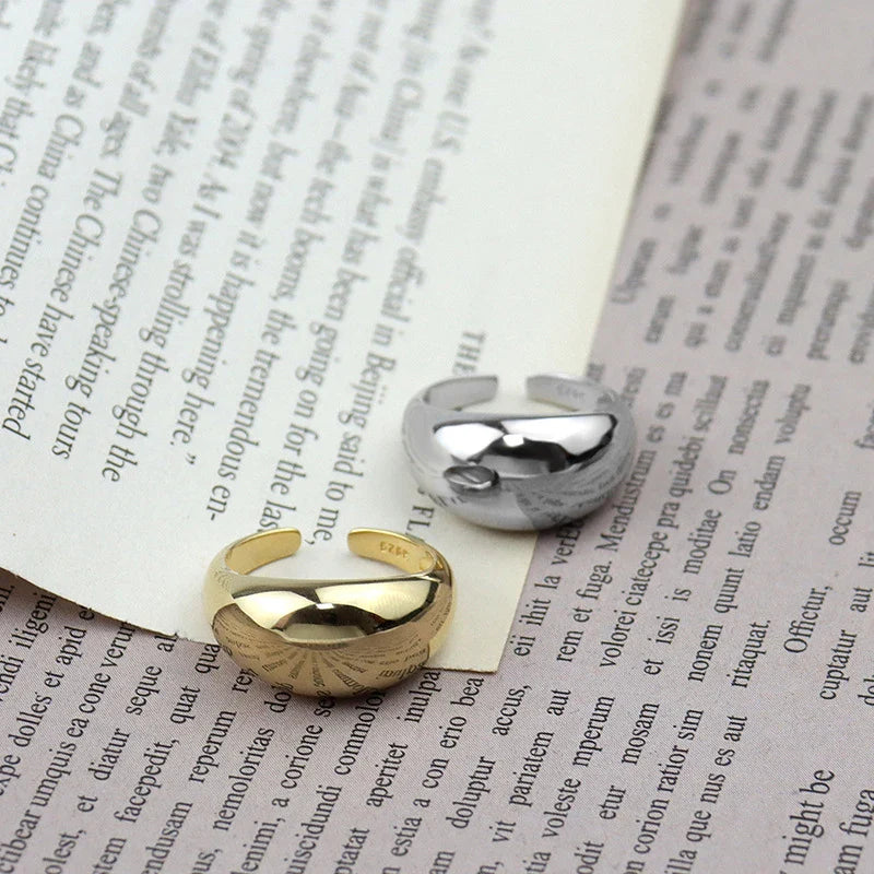 VENTFILLE 925 Sterling Silver Ring for Women Men Smooth Geometric Finger Ring Adjustable Party Jewelry Wholesale