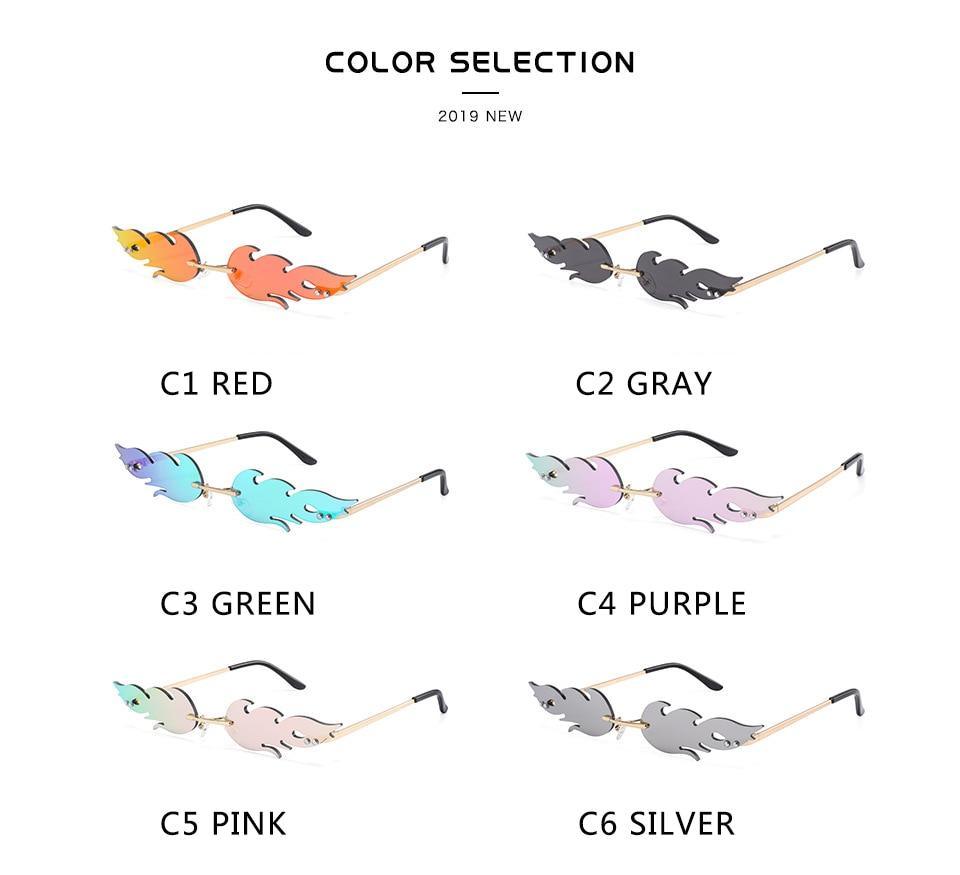 Rimless Fire Flame Sunglasses Y2K Streetwear Wave Eyewear