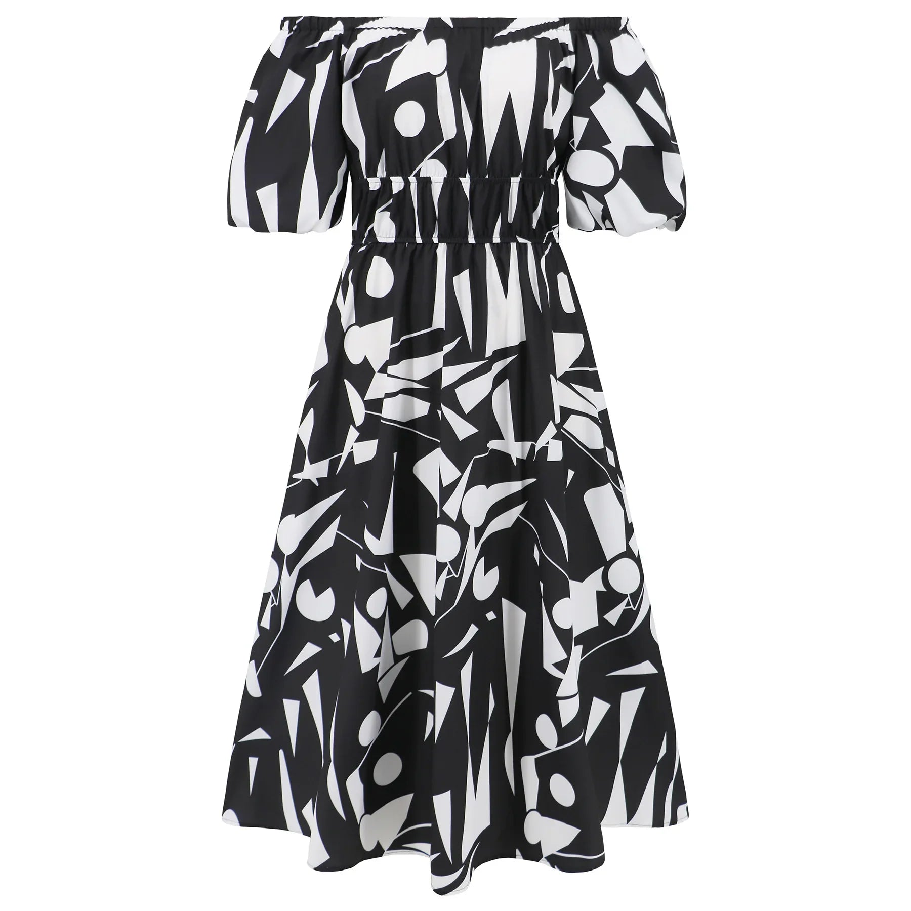Women's Off Shoulder Bubble Sleeve Maxi Dress