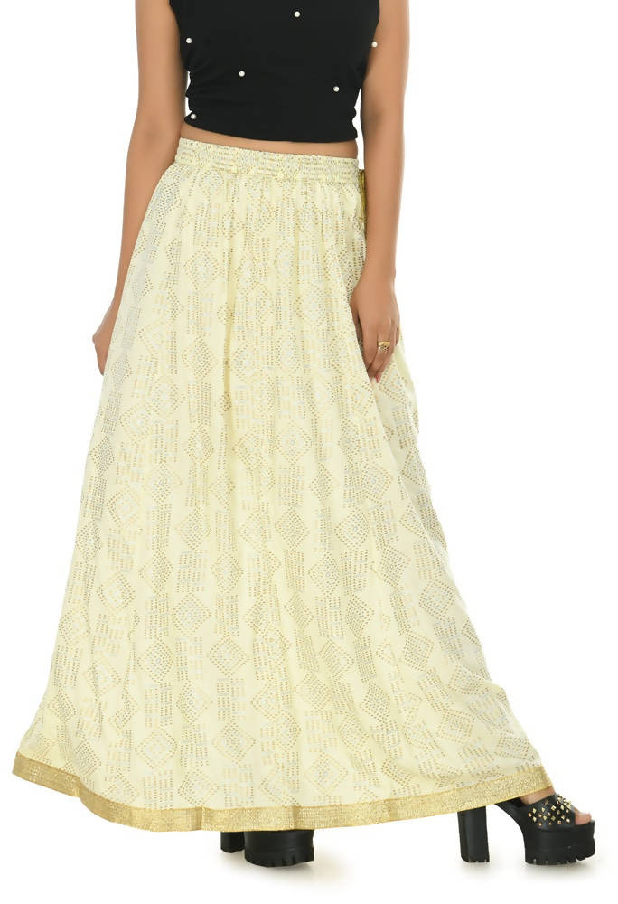Moeza Cotton Off White Printed Lehenga Lancha for Women