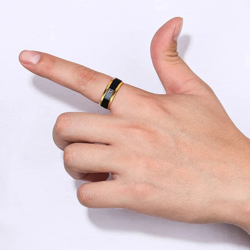 Titanium Steel Temperature Couple Ring Mood Emotion Feeling Intelligent Sensitive Rings For Women Men Waterproof Jewelry Gift