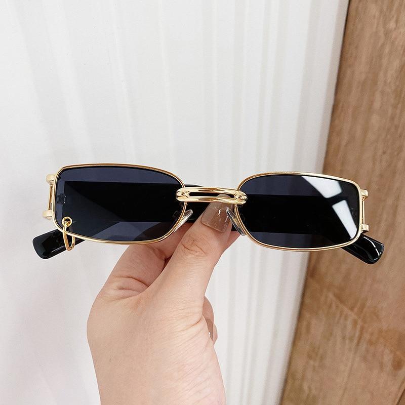 Small Rectangle Sunglasses – Retro Punk Style Rimless Shades
