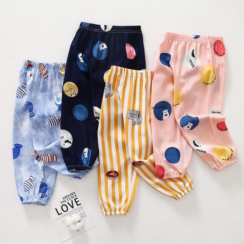 Lightweight breathable baby pajama pants with cartoon pattern
