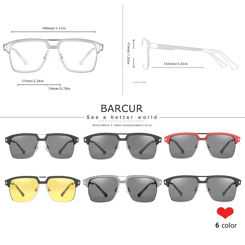 Polarized Square Stainless Steel Sunglasses UV400 Sport