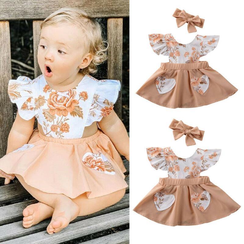 Floral Ruffle Princess Sundress with Big Bow for Baby Girls