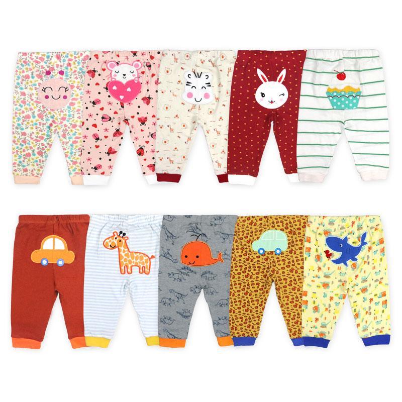 Baby wearing soft cotton leggings with cute cartoon animal prints, featuring a regular fit and pull-on waistband.