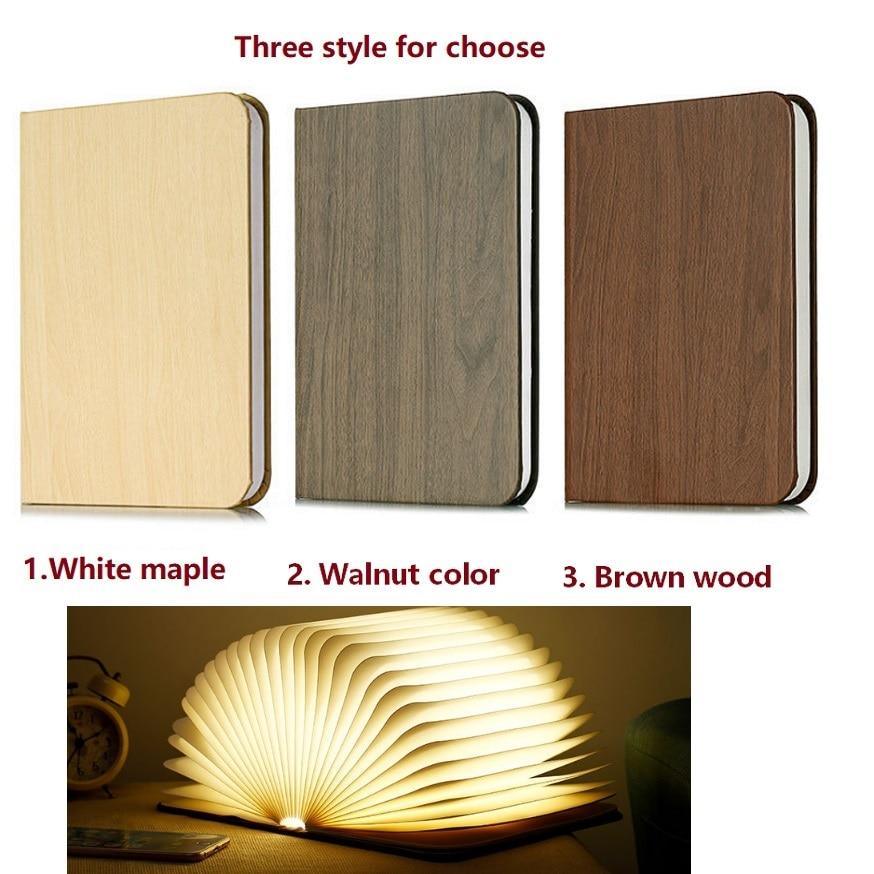 Modern Foldable Wooden Book Lamp – Minimalist LED Bedside Light