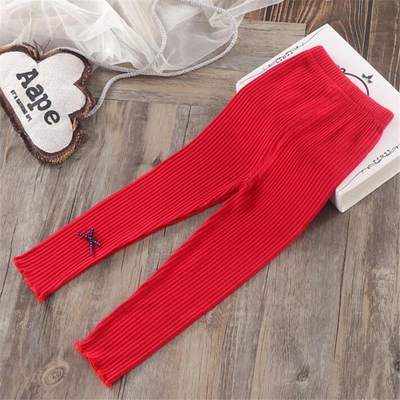 Girls Patchwork Knit Leggings - Stretchy Bow Detail Trousers